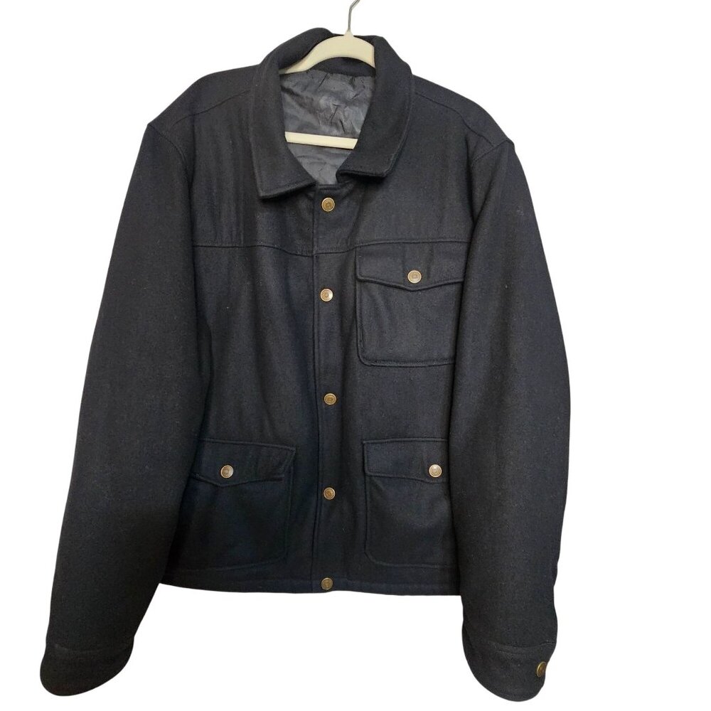 F.R. Tripler Signature Gold Mens Black Wool Blend Jacket XL Minor flaws